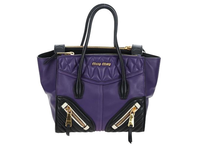 Borsa a mano Miu Miu in pelle 2way Viola Oro Auth 203786V D'oro Porpora - vista 13