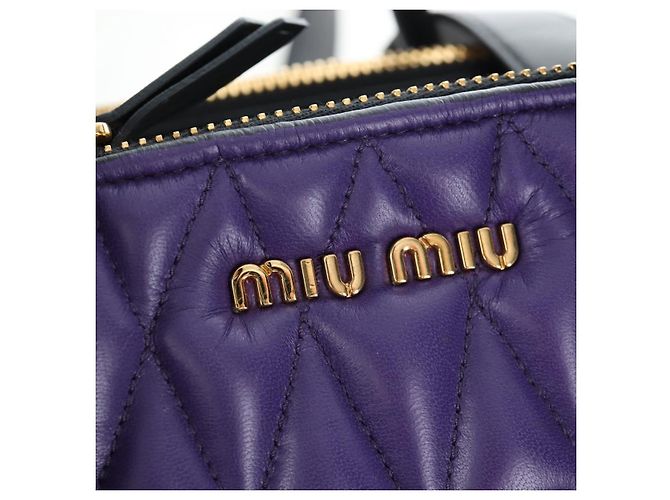 Borsa a mano Miu Miu in pelle 2way Viola Oro Auth 203786V D'oro Porpora - vista 21