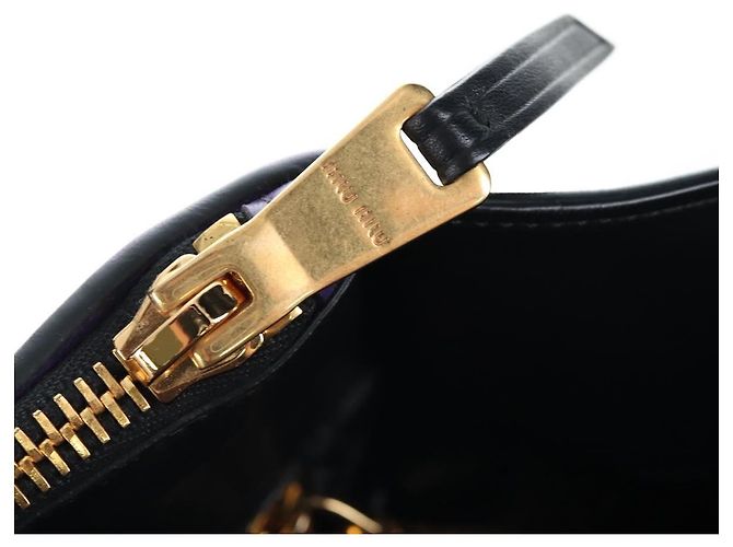 Borsa a mano Miu Miu in pelle 2way Viola Oro Auth 203786V D'oro Porpora - vista 28