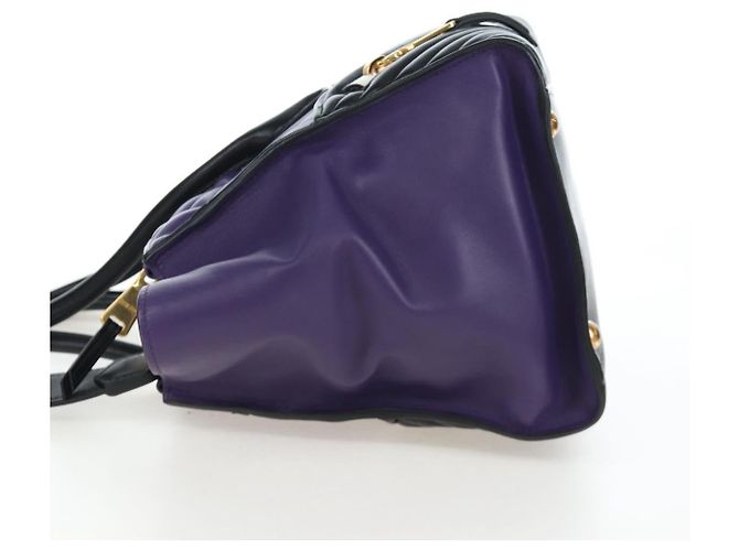 Borsa a mano Miu Miu in pelle 2way Viola Oro Auth 203786V D'oro Porpora - vista 3