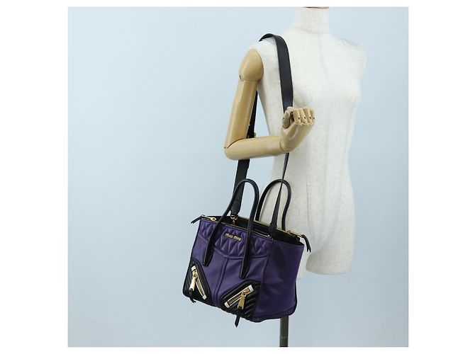 Borsa a mano Miu Miu in pelle 2way Viola Oro Auth 203786V D'oro Porpora - vista 30