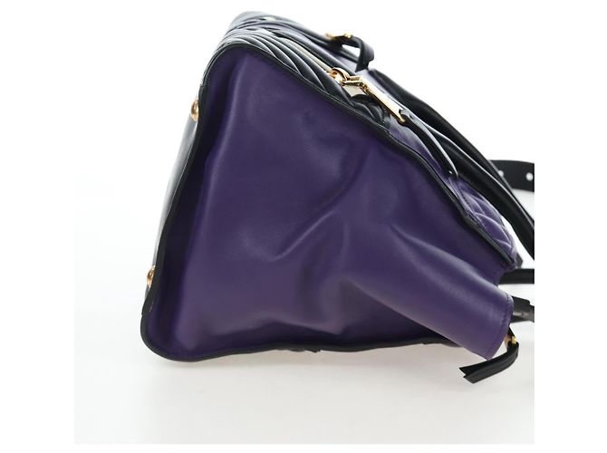 Borsa a mano Miu Miu in pelle 2way Viola Oro Auth 203786V D'oro Porpora - vista 4