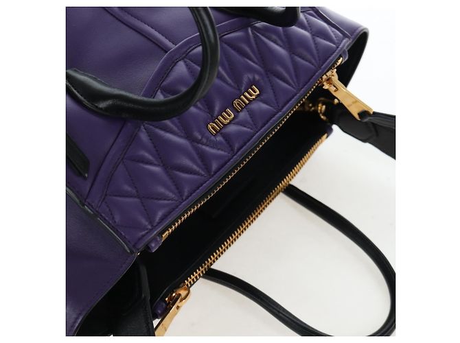 Borsa a mano Miu Miu in pelle 2way Viola Oro Auth 203786V D'oro Porpora - vista 6