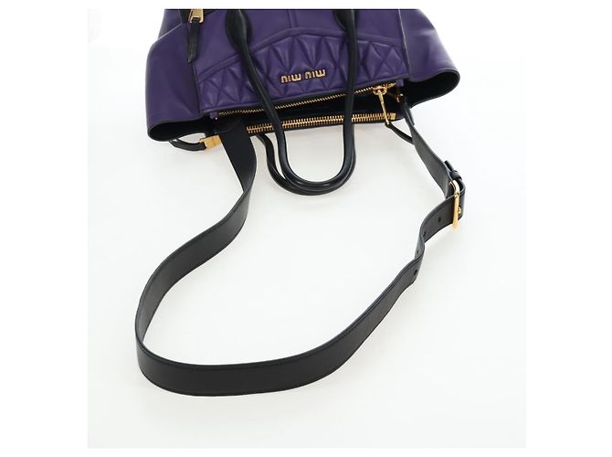 Borsa a mano Miu Miu in pelle 2way Viola Oro Auth 203786V D'oro Porpora - vista 8