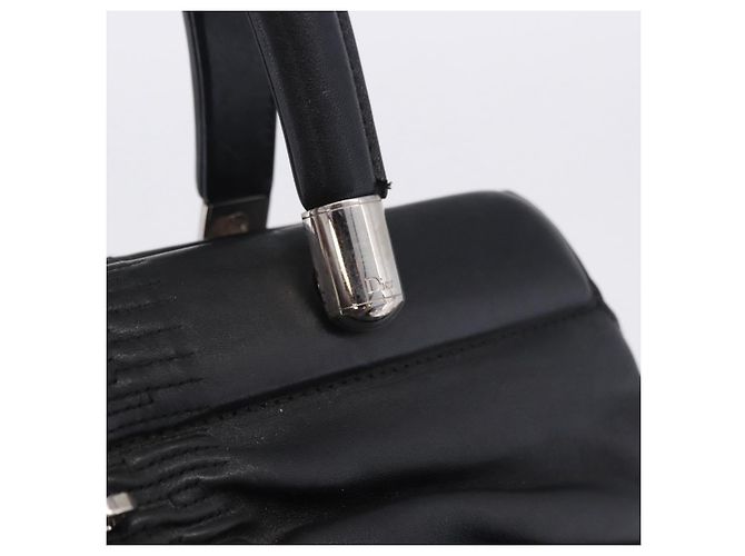 Christian Dior Carreo Hand Bag Leather Black Silver Auth am12602SAM Silvery - view 15