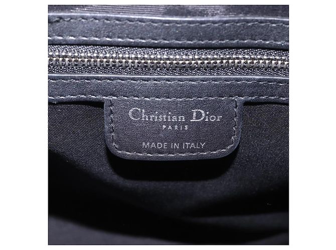 Christian Dior Carreo Hand Bag Leather Black Silver Auth am12602SAM Silvery - view 22