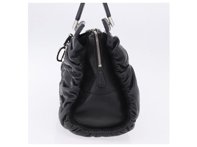 Christian Dior Carreo Hand Bag Leather Black Silver Auth am12602SAM Silvery - view 4