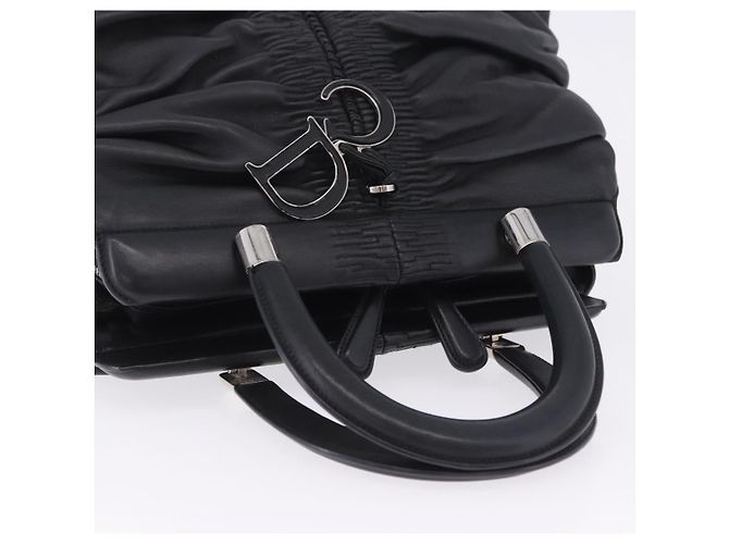 Christian Dior Carreo Hand Bag Leather Black Silver Auth am12602SAM Silvery - view 6