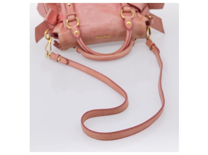 Borsa a mano Miu Miu Vitellolux in pelle 2way Pink Gold Auth 205828V Rosa D'oro - vista 10