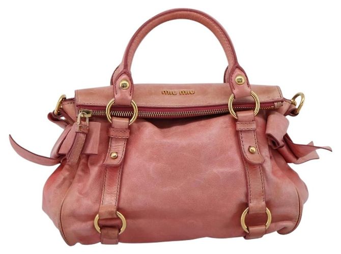 Borsa a mano Miu Miu Vitellolux in pelle 2way Pink Gold Auth 205828V Rosa D'oro - vista 13