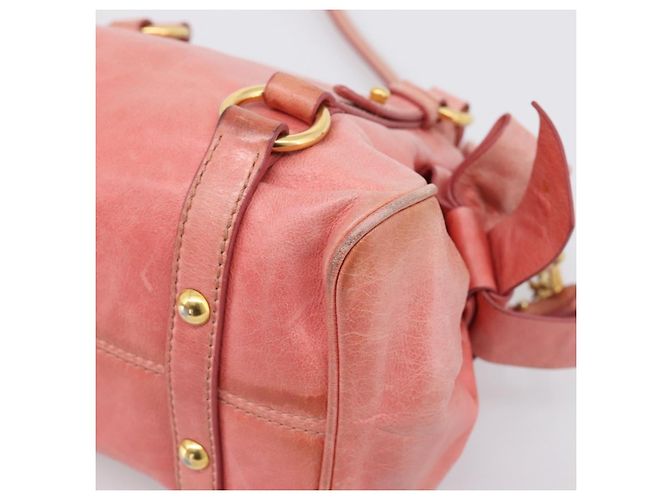 Borsa a mano Miu Miu Vitellolux in pelle 2way Pink Gold Auth 205828V Rosa D'oro - vista 16