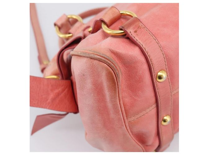 Borsa a mano Miu Miu Vitellolux in pelle 2way Pink Gold Auth 205828V Rosa D'oro - vista 17