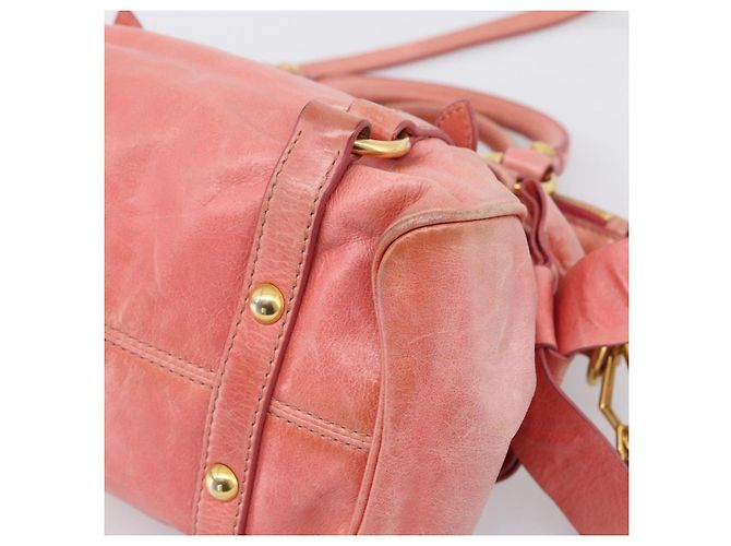 Borsa a mano Miu Miu Vitellolux in pelle 2way Pink Gold Auth 205828V Rosa D'oro - vista 18
