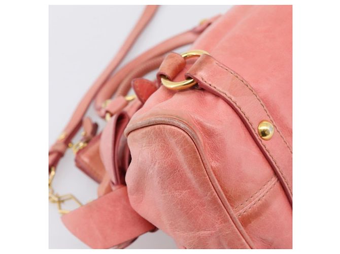 Borsa a mano Miu Miu Vitellolux in pelle 2way Pink Gold Auth 205828V Rosa D'oro - vista 19