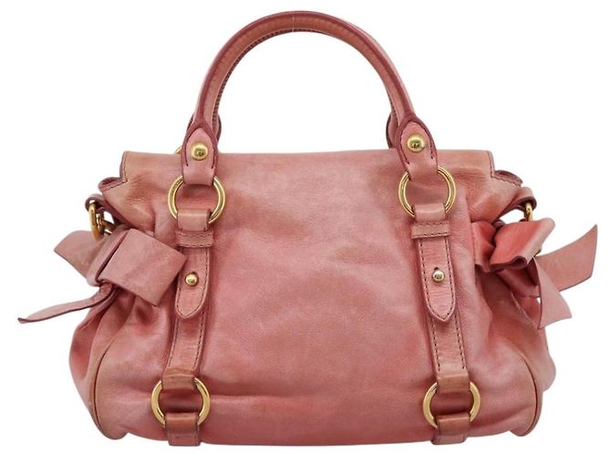 Borsa a mano Miu Miu Vitellolux in pelle 2way Pink Gold Auth 205828V Rosa D'oro - vista 2