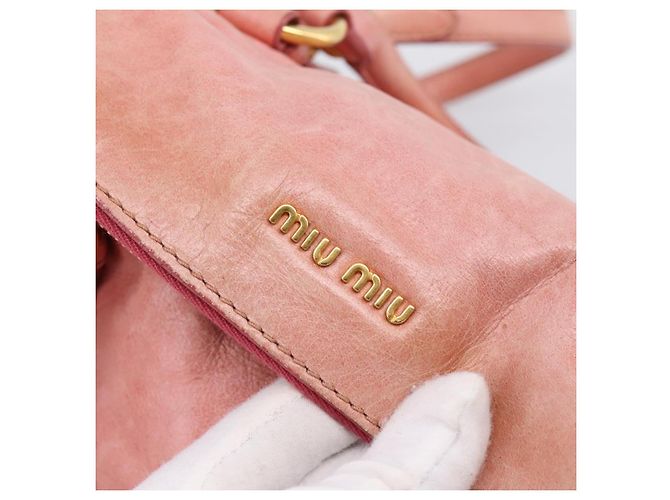 Borsa a mano Miu Miu Vitellolux in pelle 2way Pink Gold Auth 205828V Rosa D'oro - vista 20