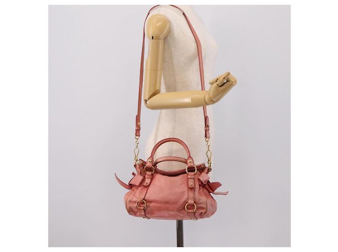 Borsa a mano Miu Miu Vitellolux in pelle 2way Pink Gold Auth 205828V Rosa D'oro - vista 25