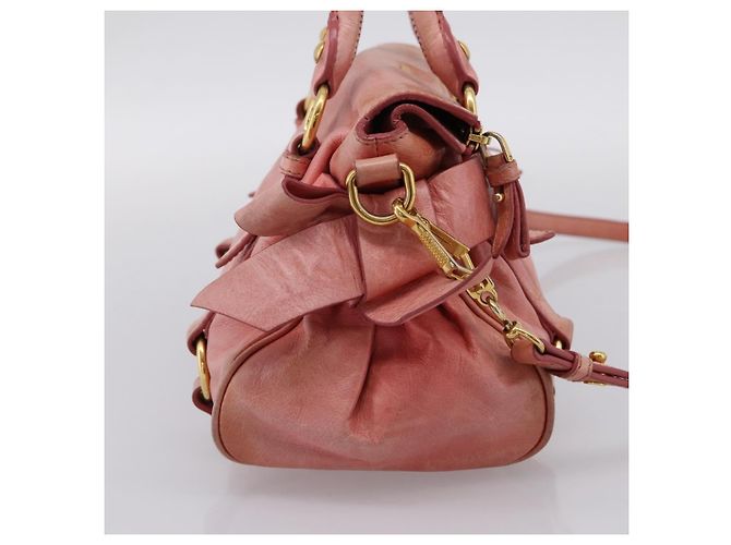 Borsa a mano Miu Miu Vitellolux in pelle 2way Pink Gold Auth 205828V Rosa D'oro - vista 3