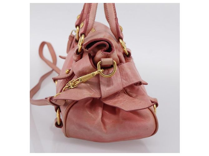 Borsa a mano Miu Miu Vitellolux in pelle 2way Pink Gold Auth 205828V Rosa D'oro - vista 4