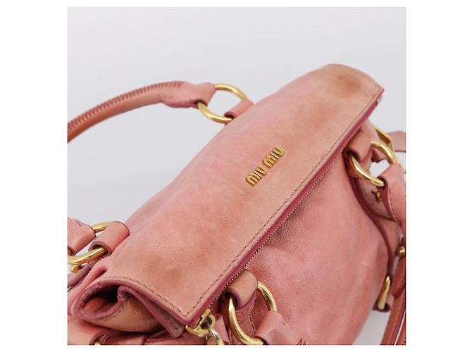 Borsa a mano Miu Miu Vitellolux in pelle 2way Pink Gold Auth 205828V Rosa D'oro - vista 6