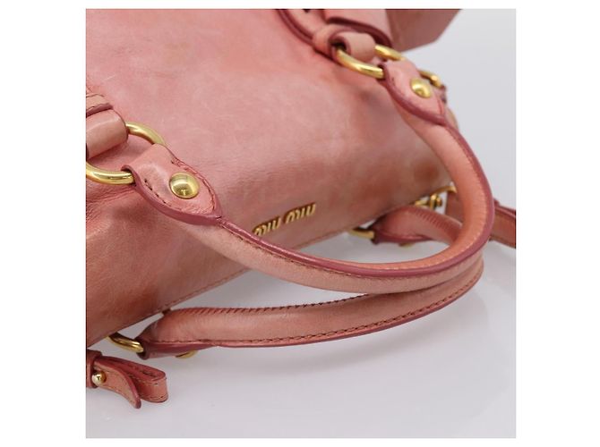 Borsa a mano Miu Miu Vitellolux in pelle 2way Pink Gold Auth 205828V Rosa D'oro - vista 9