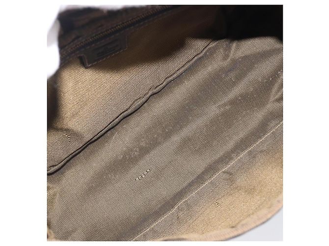 Borsa a tracolla FENDI Zucca Canvas Mamma Baguette Nero Marrone Auth 204132V - vista 10