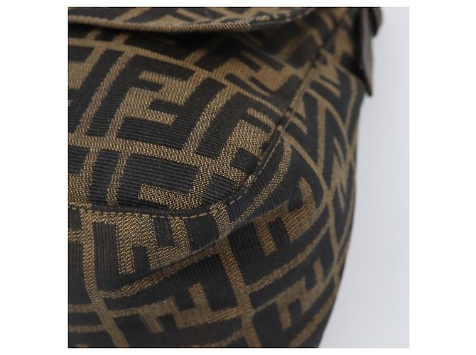 Borsa a tracolla FENDI Zucca Canvas Mamma Baguette Nero Marrone Auth 204132V - vista 14