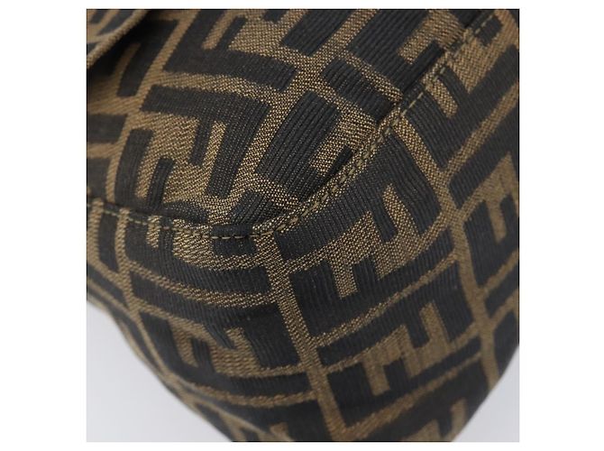 Borsa a tracolla FENDI Zucca Canvas Mamma Baguette Nero Marrone Auth 204132V - vista 15