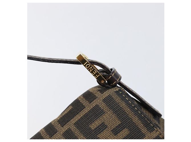 Borsa a tracolla FENDI Zucca Canvas Mamma Baguette Nero Marrone Auth 204132V - vista 18