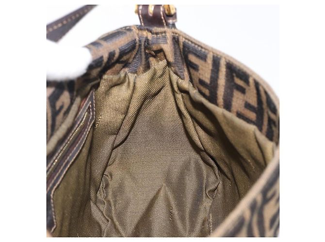 Borsa a tracolla FENDI Zucca Canvas Mamma Baguette Nero Marrone Auth 204132V - vista 22