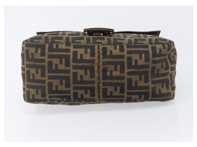 Borsa a tracolla FENDI Zucca Canvas Mamma Baguette Nero Marrone Auth 204132V - vista 5