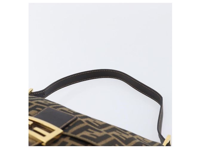 Borsa a tracolla FENDI Zucca Canvas Mamma Baguette Nero Marrone Auth 204132V - vista 8