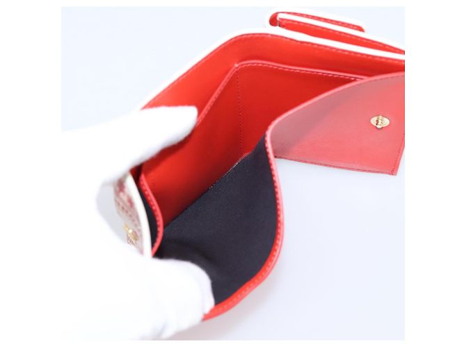 Portafoglio Compatto FENDI Baguette Micro Wallet Pelle Rosso Oro Auth 203699M D'oro - vista 10