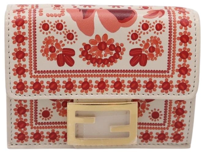 Portafoglio Compatto FENDI Baguette Micro Wallet Pelle Rosso Oro Auth 203699M D'oro - vista 13