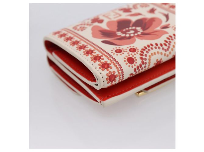 Portafoglio Compatto FENDI Baguette Micro Wallet Pelle Rosso Oro Auth 203699M D'oro - vista 16