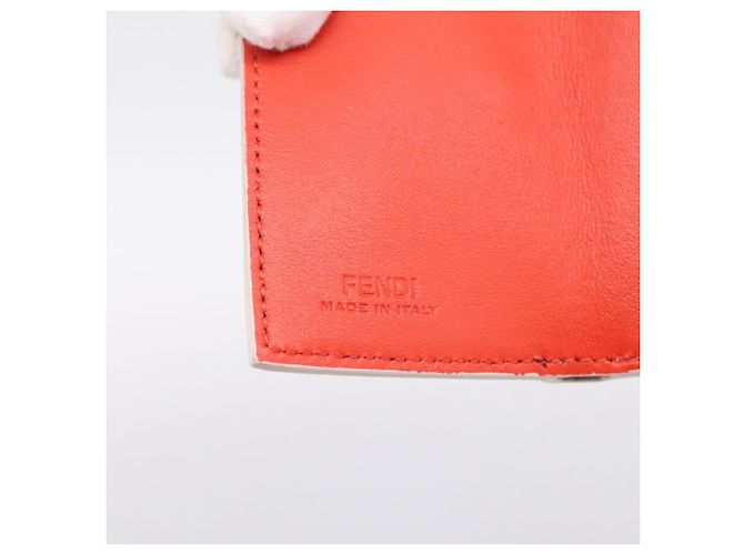 Portafoglio Compatto FENDI Baguette Micro Wallet Pelle Rosso Oro Auth 203699M D'oro - vista 18