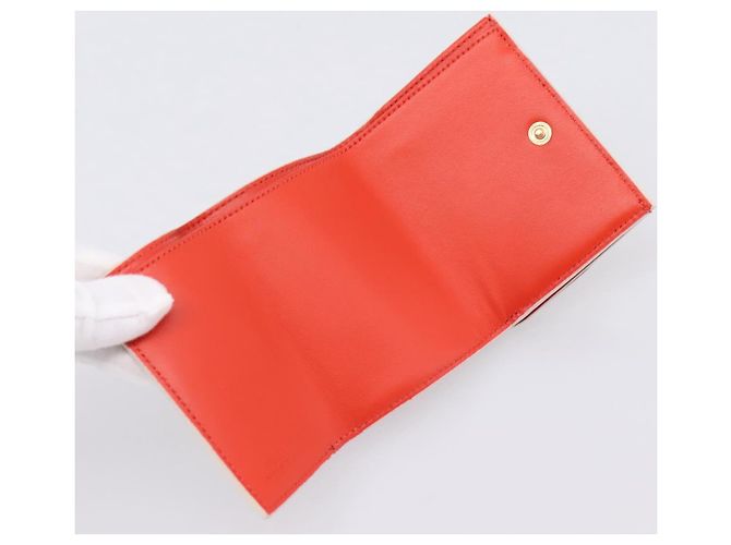 Portafoglio Compatto FENDI Baguette Micro Wallet Pelle Rosso Oro Auth 203699M D'oro - vista 9