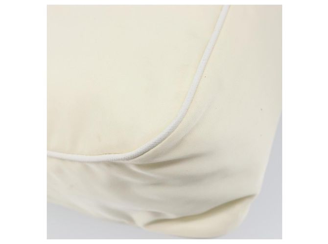 Bolsa de Ombro PRADA Nylon Ivory Silver Auth 204641A Prata Cru - vista 17