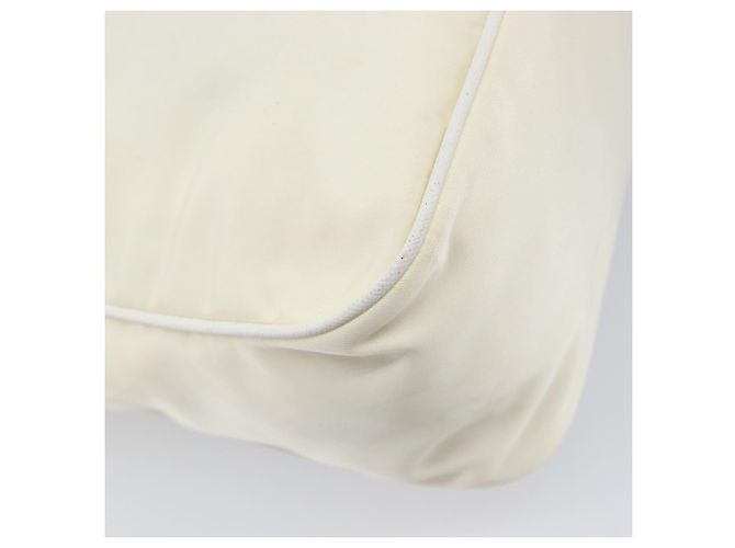 Bolsa de Ombro PRADA Nylon Ivory Silver Auth 204641A Prata Cru - vista 19