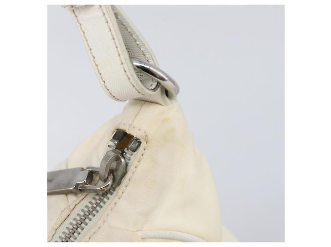Bolsa de Ombro PRADA Nylon Ivory Silver Auth 204641A Prata Cru - vista 23