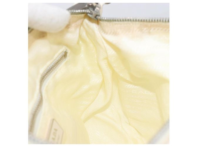 Bolsa de Ombro PRADA Nylon Ivory Silver Auth 204641A Prata Cru - vista 25