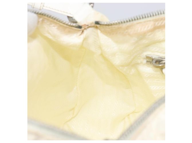 Bolsa de Ombro PRADA Nylon Ivory Silver Auth 204641A Prata Cru - vista 26