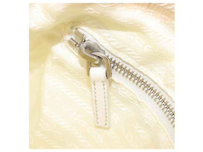 Bolsa de Ombro PRADA Nylon Ivory Silver Auth 204641A Prata Cru - vista 27