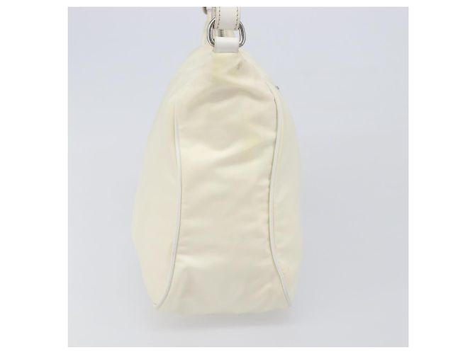 Bolsa de Ombro PRADA Nylon Ivory Silver Auth 204641A Prata Cru - vista 4
