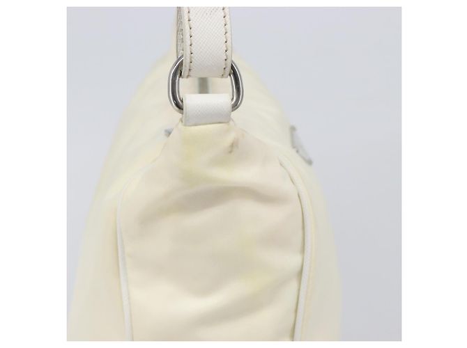 Bolsa de Ombro PRADA Nylon Ivory Silver Auth 204641A Prata Cru - vista 5
