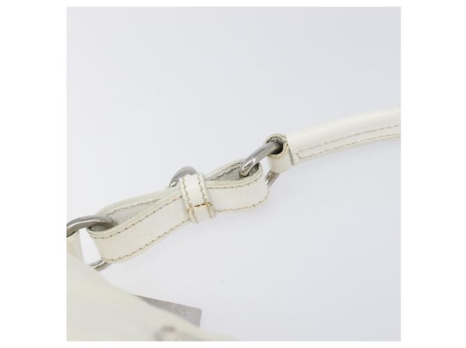 Bolsa de Ombro PRADA Nylon Ivory Silver Auth 204641A Prata Cru - vista 8