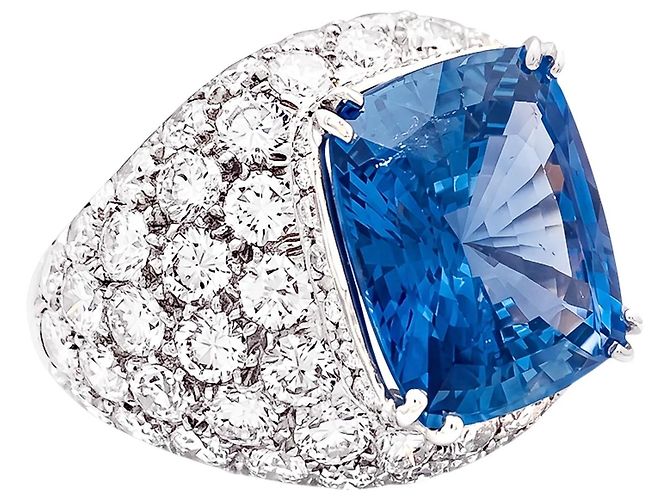 Autre Marque Cocktailring Ceylon-Saphir 9,24 cts, Diamant-Pavé. - Ansicht 2