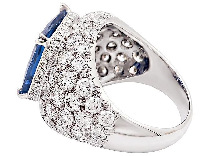 Autre Marque Cocktailring Ceylon-Saphir 9,24 cts, Diamant-Pavé. - Ansicht 3