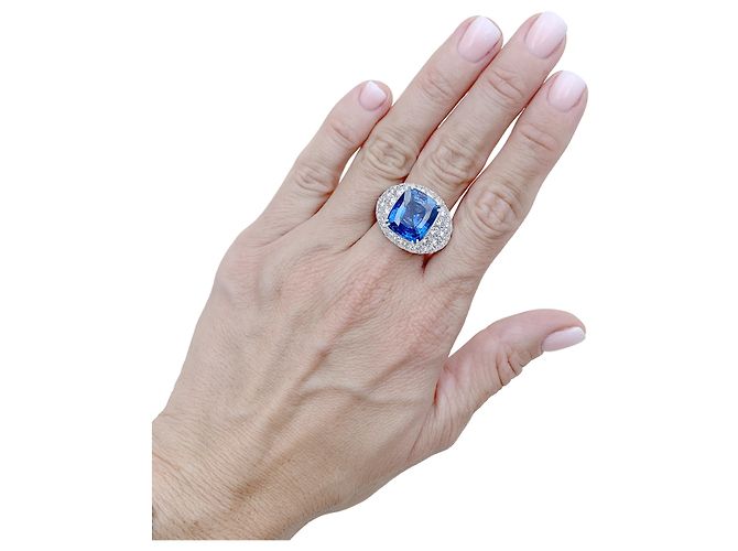 Autre Marque Cocktailring Ceylon-Saphir 9,24 cts, Diamant-Pavé. - Ansicht 4