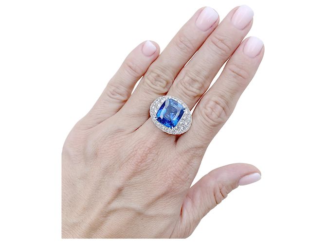 Autre Marque Cocktailring Ceylon-Saphir 9,24 cts, Diamant-Pavé. - Ansicht 5